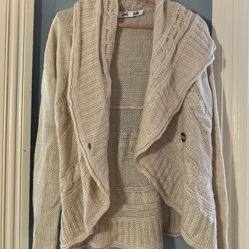 Oversized beige knit sweater - S